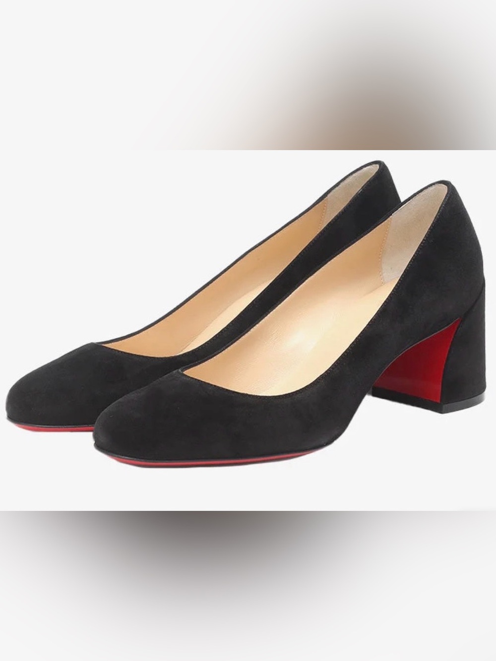 Christian Louboutin Black Suede Pumps with Red Sole